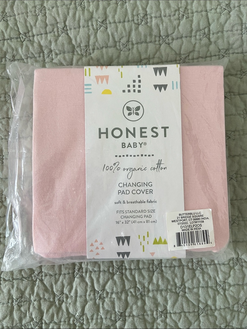 Honest Baby 100% Organic Cotton Changing Pad Cover - Light Pink